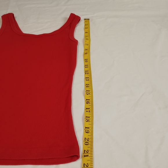 bebe Red Ribbed Tank with Rhinestone Logo Detail - Picture 6 of 7